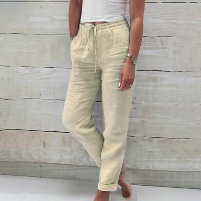 Bersha Leinenhose | Sommerliche luftige Leinenhosen Damen in Leinenoptik
