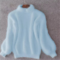 Kanita - Jahrgang-Strickpullover Aus Angora – Blau
