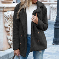 Damen Lässige Teddy Mantel | Elegante – Schwarz