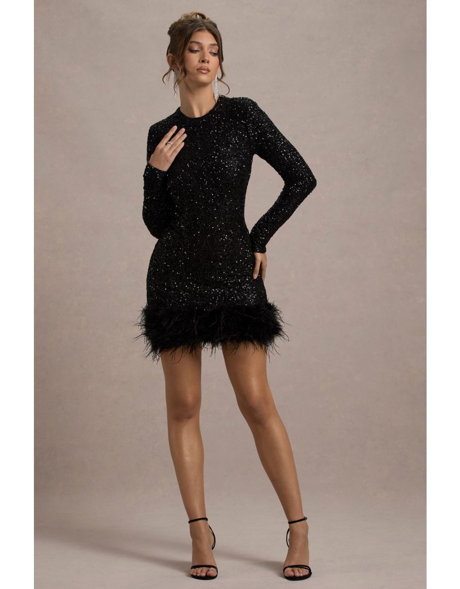 Valentina - Elegantes Paillettenkleid mit Federn