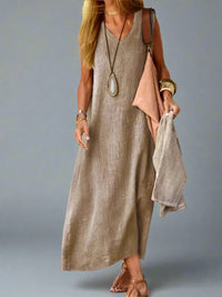 Hedwig | Sommerkleid mit Fließendem Schnitt und Natürlichem Stil – Khaki