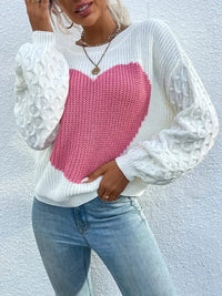 Olivoneia | Sweatshirt mit Rundhalsausschnitt und Herzmuster Liebe – Weiß