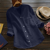 Bluse Damen Langarm Stehkragen – Marine