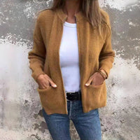 JENELL - STRICKJACKE MIT GROSSEN TASCHEN – Khaki