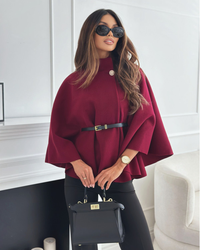 Annalena™ | Mantel mit Gürtel – Weinrot