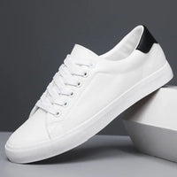 Rex | Herren Leder-Sneaker Low-Top Cupsole Casual – Weiß Kontrast