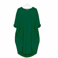 Eivy - Lässiges langes lockeres Kleid – Grün