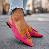 Belvara - Hochwertige Slingback-Ballerinas – Pink und Senfgelb