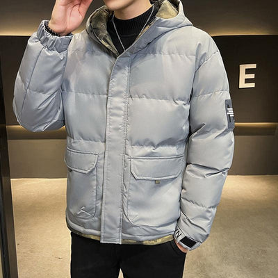Olinaveia | Herren Daunenjacke mit Kapuze und Steppdesign