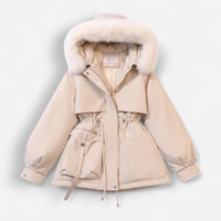Taillierte Winterjacke für Damen – warm gefüttert und wasserdicht – Beige