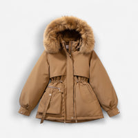 Taillierte Winterjacke für Damen – warm gefüttert und wasserdicht – Braun