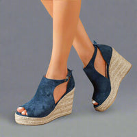 Marla | Stretchsandalen mit Absatzkomfort – Blau