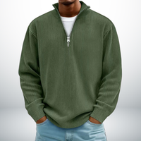 Snovia™ – Hochwertiger Herrenpullover mit Halbreißverschluss – Oliv