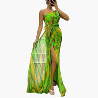 Vibrantes Maxi-Kleid für Frauen - Farbenfrohes Design – Grün