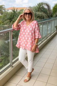 Nel™ | Elegante Polka-Dot-Bluse – Rosa