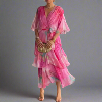 Helena | Elegantes Chiffonkleid für den Sommer – Rosa