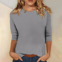 Katherina - Bequemes Rundhals-Shirt – Grau