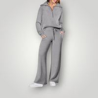 Amelia | Weites Bein Lounge Zweiteiliges Set – Grau