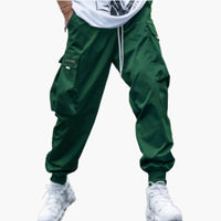 Herren-Cargo-Joggerhose mit Kordelzug und elastischen Bündchen – Grün