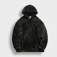 Sophie | Damen Hoodie weich & flauschig modern getragen – Schwarz