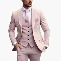 Dreiteiliger Herrenanzug mit maßgeschneidertem Blazer mit langen Ärmeln – Rosa