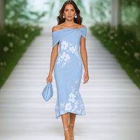 Karin™ | Elegantes Blumenkleid – Blau
