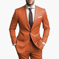 Herren Anzug Zweiteiler mit Reverskragen und schmaler Passform – Orange