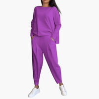 Anna | Bequemes Zweiteiliges Set mit Rundhalsausschnitt – Lila