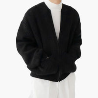 Strickjacke für Herren - Leichte Sommerjacke mit Reißverschluss für warme Tage – Schwarz