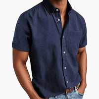Herren Kurzarmhemd mit Brusttasche für Frühling und Sommer – Marine