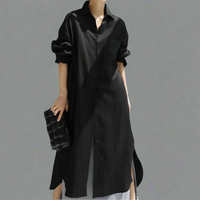 Clodina | Lockeres Vintage-Hemdkleid aus weichem Premiumstoff – Schwarz
