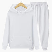 Herren Jogginganzug mit Kapuzenpullover und Bündchenhose – Weiß