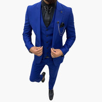 Slim Fit Anzug Set - Herrenanzug 3-teilig für Abendmode – Königsblau