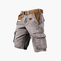 Sommer Cargo Shorts für Herren - Leichte Kurze Wanderhose mit Gürtel für Outdoor – Aprikose