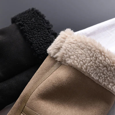Geneviev | Bequemer Damen-Wintermantel aus Wildleder mit verstellbarem Gürtel und Fleece-Futter