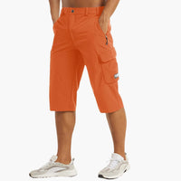 Herren Sommer Cargoshorts mit Stretchstoff und Reißverschlusstaschen – Orange