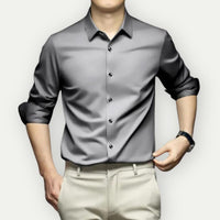 Bügel- und knitterfreie Herrenhemd im modernen Slim Fit – Grau
