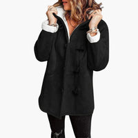Damen jacke mit Kapuze und Knebelverschluss – Schwarz