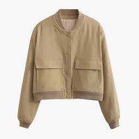 Damen Utility Bomberjacke mit großen Taschen – Khaki