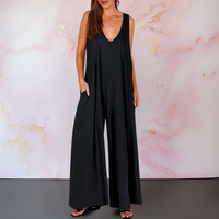 Magda™ | Bequemer Jumpsuit mit V-Ausschnitt und weitem Bein – Schwarz