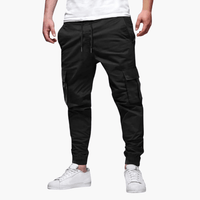 Cargohosen für Herren - Stylische Sommer-Baumwollhose mit Tasche – Schwarz