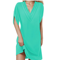 Selia | Elegantes V-Ausschnitt Kleid – Blau