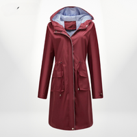 Damen Trenchcoat mit Kapuze | Wasserdicht – Rot