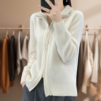 Britney - Eleganter Pullover mit Reißverschluss – Weiß