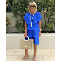 Yvonne – verführerisches Kleid mit übereinanderliegenden Volants – Blau