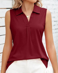 Kylie | Leichte ärmellose Bluse – Burgunderrot