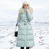 Jacqueline - Elegante Winterjacke für Damen – Hellblau mit beigem Kragen