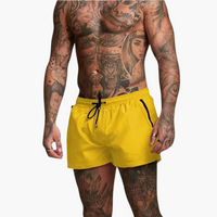 Herren schnelltrocknende Shorts mit elastischem Bund und Reißverschluss – Hellgelb