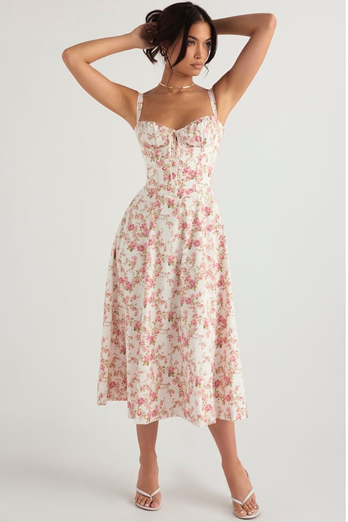 Bustier-Sommerkleid mit Carmen-Print