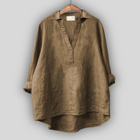 Anna - Linen Blouse – Khaki
